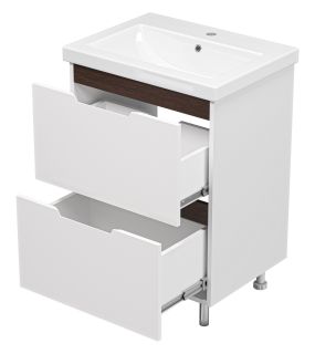 Напольная тумба под раковину Misty Лайм 60см белый/венге